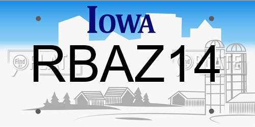 RBAZ14 Iowa License Plate