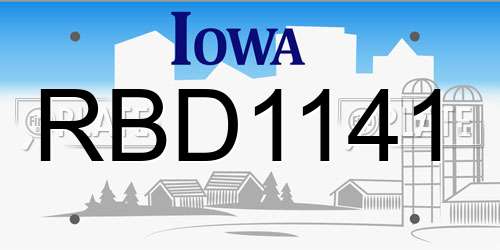 RBD1141 Iowa License Plate