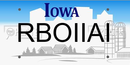 RBOIIAI Iowa License Plate