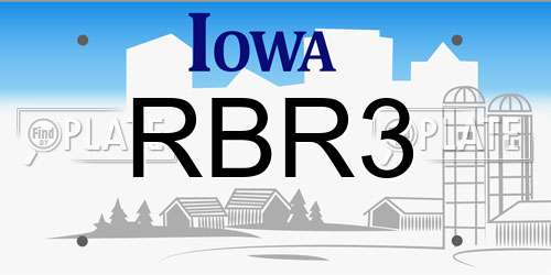 RBR3 Iowa License Plate