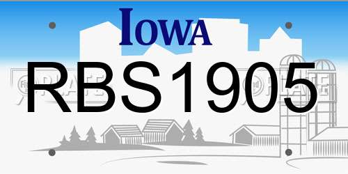 RBS1905 Iowa License Plate