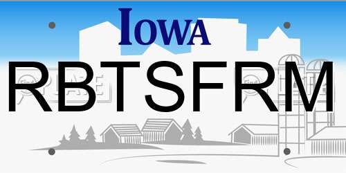 RBTSFRM Iowa License Plate