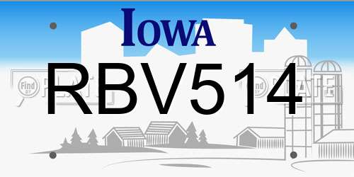 RBV514 Iowa License Plate