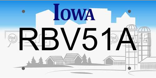RBV51A Iowa License Plate