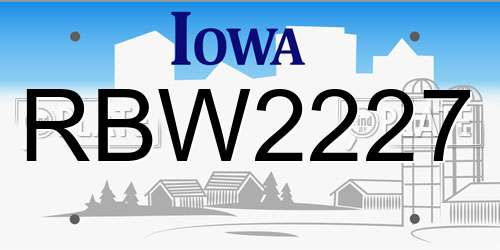 RBW2227 Iowa License Plate