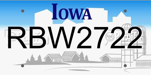 RBW2722 Iowa License Plate