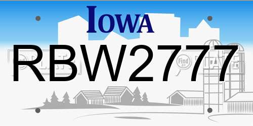 RBW2777 Iowa License Plate