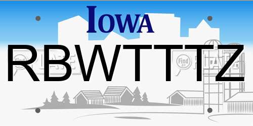 RBWTTTZ Iowa License Plate