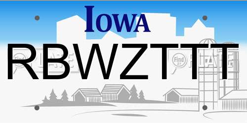RBWZTTT Iowa License Plate