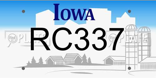 RC337 Iowa License Plate