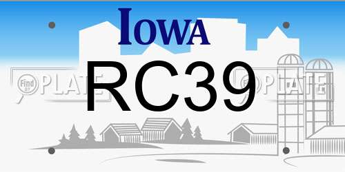 RC39 Iowa License Plate