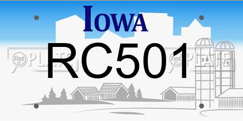 RC501 Iowa License Plate