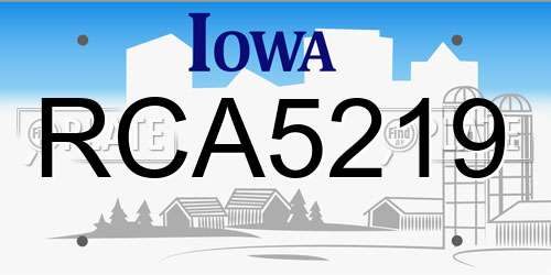 RCA5219 Iowa License Plate