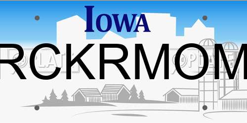 RCKRMOM Iowa License Plate