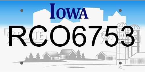 RCO6753 Iowa License Plate