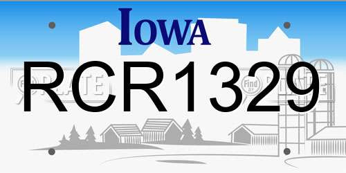 RCR1329 Iowa License Plate