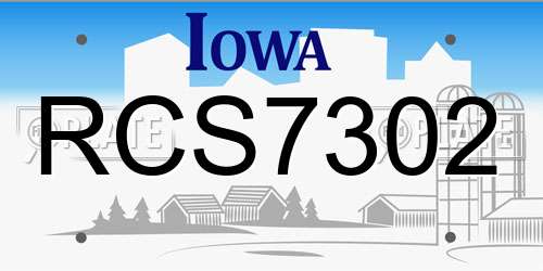 RCS7302 Iowa License Plate