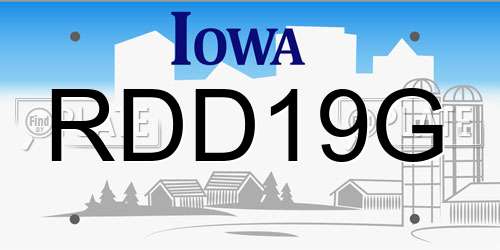 RDD19G Iowa License Plate