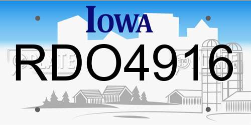 RDO4916 Iowa License Plate