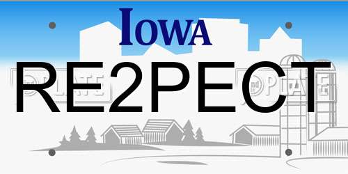 RE2PECT Iowa License Plate