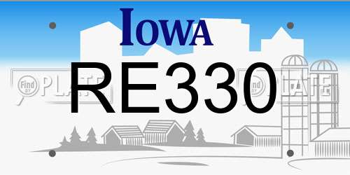 RE330 Iowa License Plate