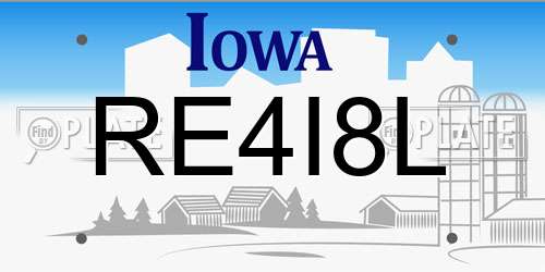 RE4I8L Iowa License Plate