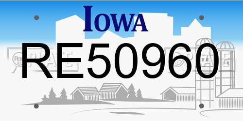 RE50960 Iowa License Plate