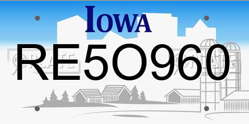 RE5O960 Iowa License Plate