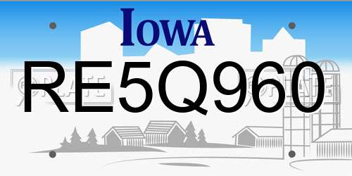 RE5Q960 Iowa License Plate