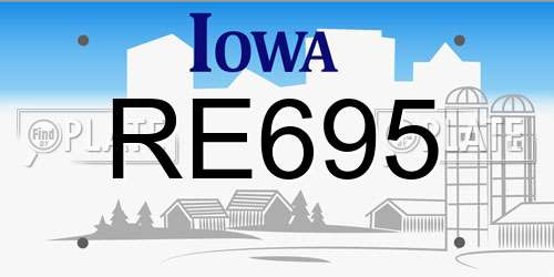 RE695 Iowa License Plate