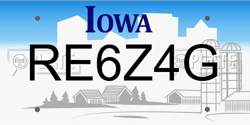 RE6Z4G Iowa License Plate