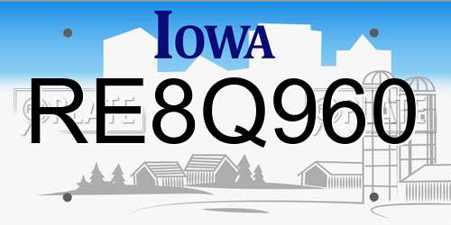 RE8Q960 Iowa License Plate