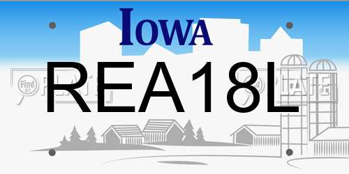 REA18L Iowa License Plate