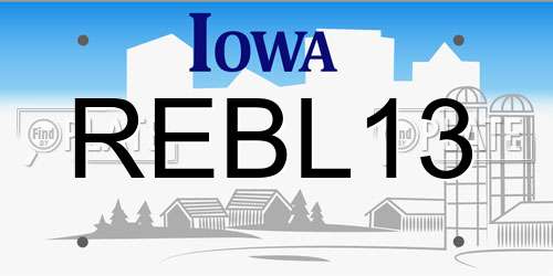 REBL13 Iowa License Plate
