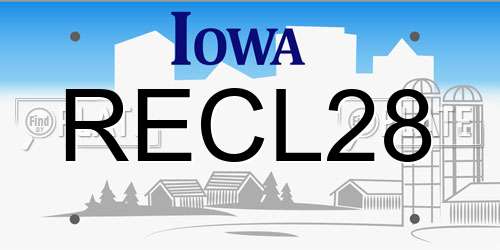 RECL28 Iowa License Plate