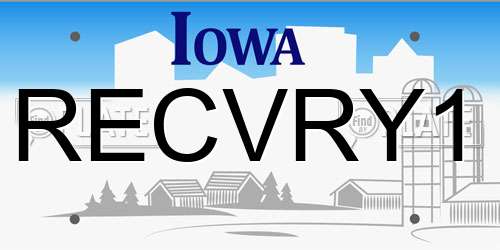 RECVRY1 Iowa License Plate