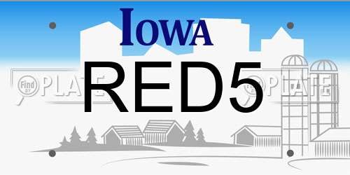 RED5 Iowa License Plate