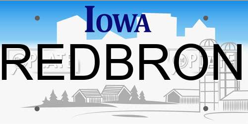 REDBRON Iowa License Plate