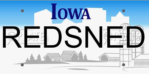 REDSNED Iowa License Plate