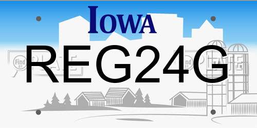 REG24G Iowa License Plate