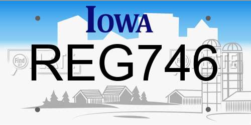 REG746 Iowa License Plate