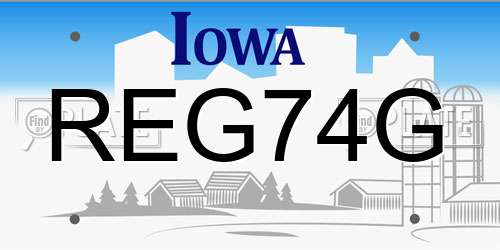 REG74G Iowa License Plate