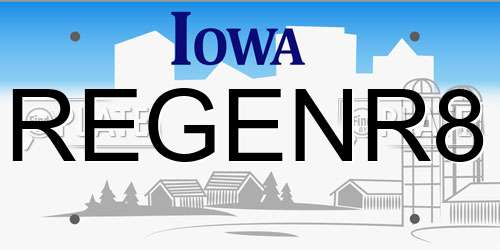 REGENR8 Iowa License Plate