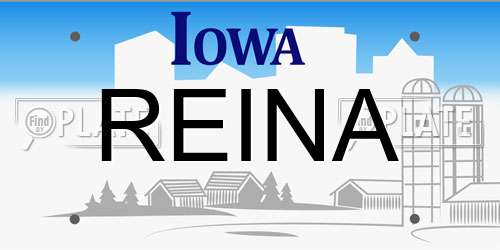REINA Iowa License Plate