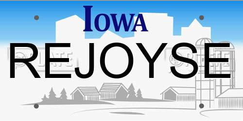 REJOYSE Iowa License Plate