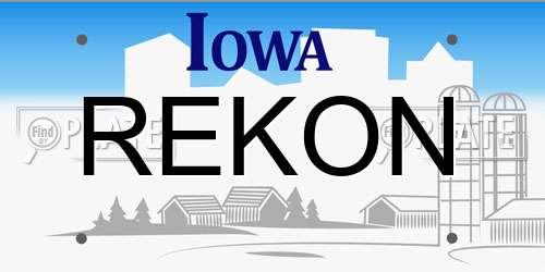 REKON Iowa License Plate