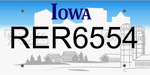 RER6554 Iowa License Plate
