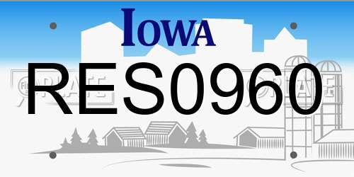 RES0960 Iowa License Plate