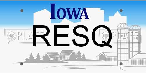 RESQ Iowa License Plate