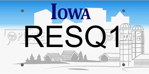 RESQ1 Iowa License Plate